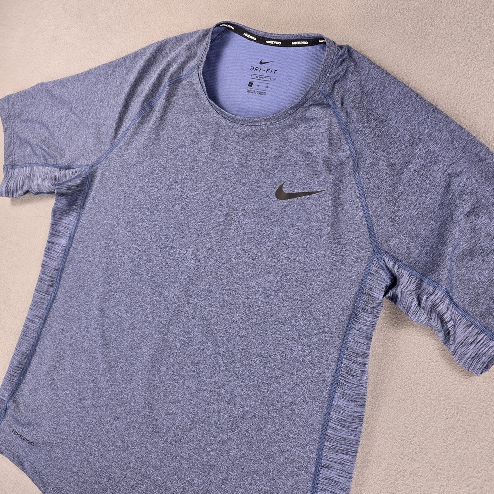 Nike Pro Dri-Fit Shirt Men's XL Short Sleeve Blue Training Gym Sports Athleisure